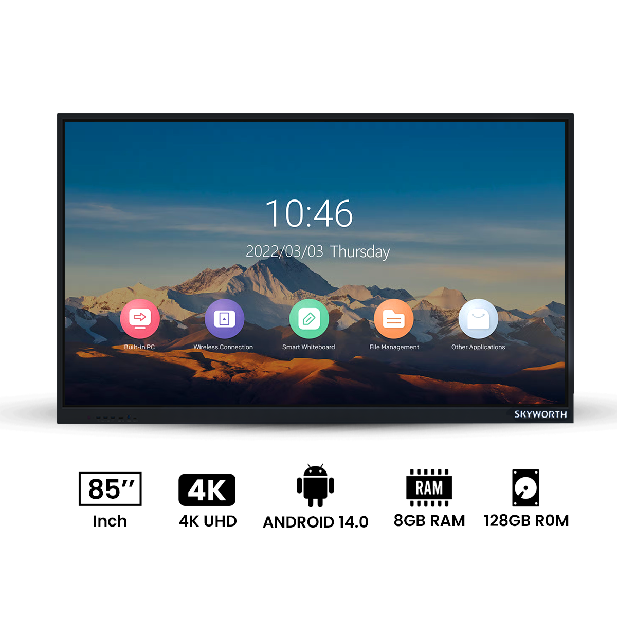 Skyworth 86" 4K UHD Smart Touch Display | Android 14 | 8GB+128GB SSD | Sleek Black Finish